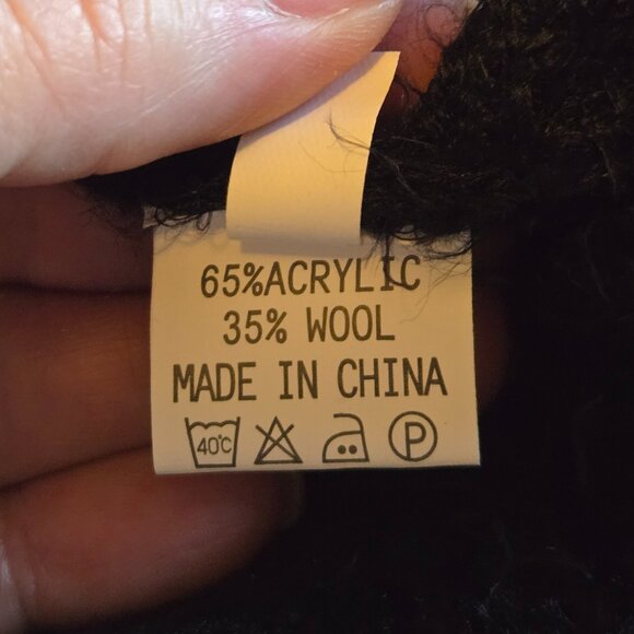 NWT Black Fluffy Mohair Long Sleeve Crop Top Knit Sweater - Picture 5 of 6